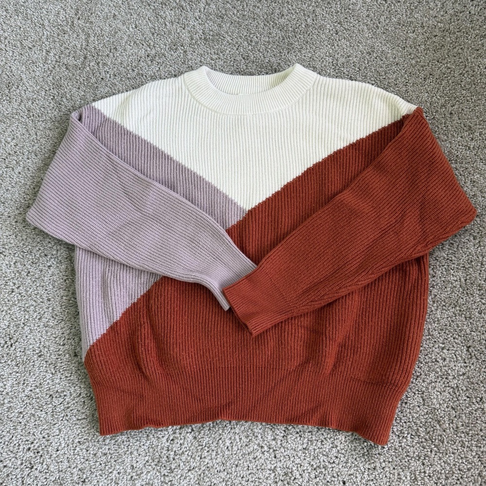 Sophie Rue Sweater Womens Large Multicolor Geometric Crew Neck Knit Pullover